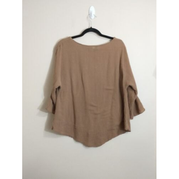 Cotton Palms Womens Lagenlook Shirt Size Medium Brown VTG Minimalist Flowy Gauzy - Picture 2 of 4